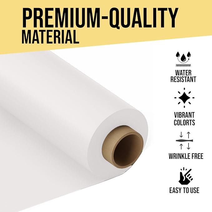 Party Solids 66% Thicker Premium White Plastic Table Cover Roll 40" X 100' Table Cloth Plastic Cover Roll Quality Thick Banquet Rolls Disposable Tablecloth Rolls Strong American Based Company