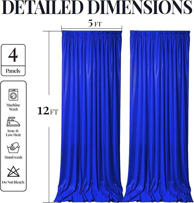 Royal Blue Glitter Backdrop Curtains - 20x12FT Satin Photo Backdrop, Wrinkle-Free Shimmer Back Drop Cloth Shiny Drapes for Photobooth Wedding Birthday Parties Photoshoot Background Decorations