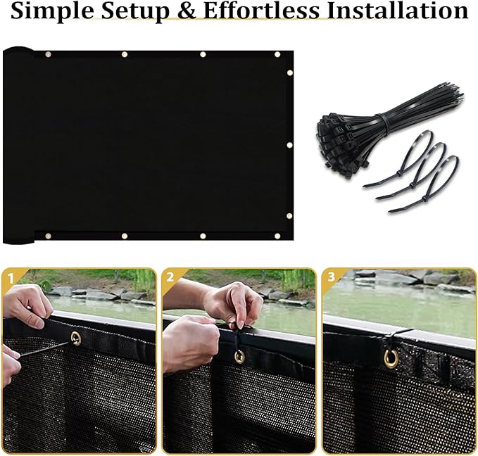 Shade&Beyond 8'x60' Black Privacy Screen Fence Cover 170 GSM Fencing Mesh Fence Panel for Wall Garden Yard Backyard Indoor Outdoor Home Decoration