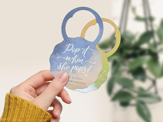 Summer-Ray 50pcs Pop it When She Pops Mini Champagne Baby Shower Tags Wine Bottle Tags in Watercolor Design (Golden Autumn)