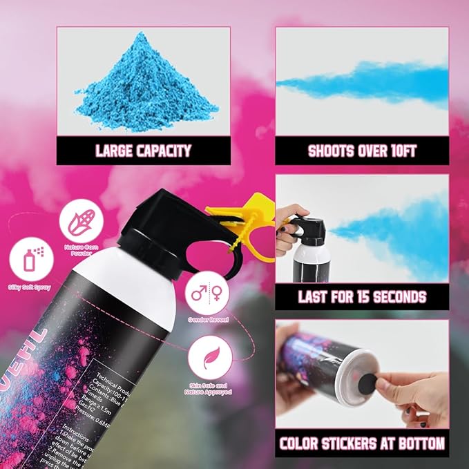 Gender Reveal Fire Extinguisher Pink or Blue 2Pack Gender Extinguisher Gender Reveal Smoke Powder for Boy or Girl Baby Gender Reveal Ideas Biodegradable Color Powder Smoke for Gender Reveal