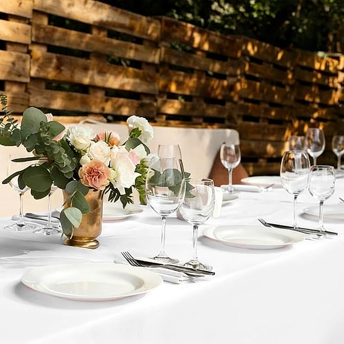 12 Pack White Tablecloth 90x132 Inch Rectangular Table Cover | Wrinkle Resistant, Machine Washable Reusable, Wedding, Banquet, Restaurant, Party, Baby Shower,Indoor Outdoor Events