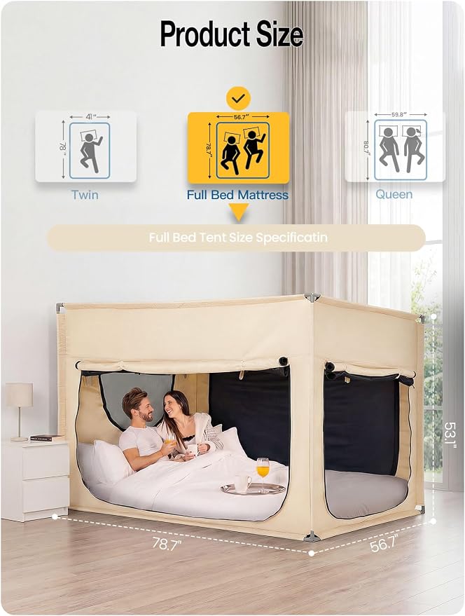 ANC POP Portable Bed Tent, Blackout Privacy Canopy with 3 Doors & Breathable Mesh, Large Space for Adults, Indoor Sleeping Shelter for Dorms/Shared Rooms