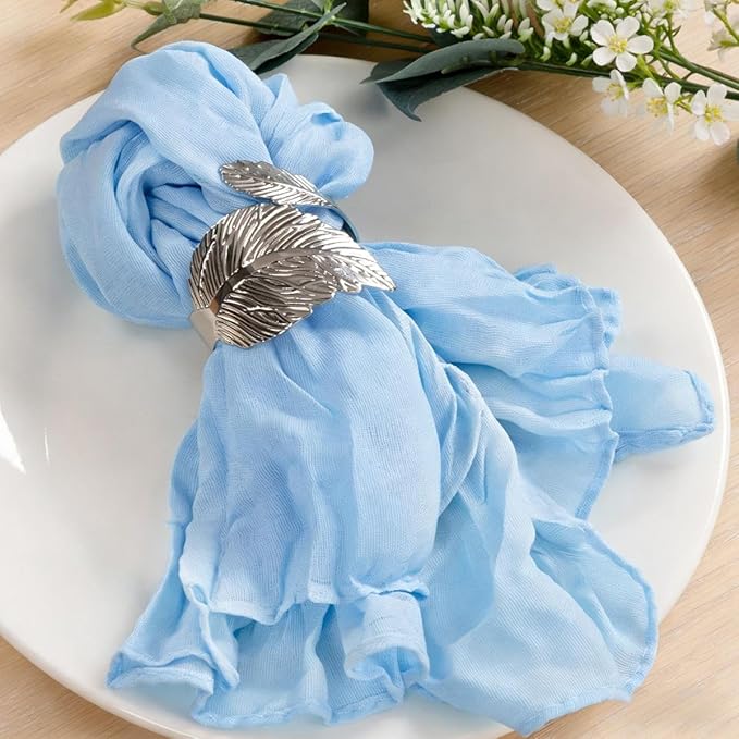 MLMC 24 Pack Baby Blue Cheesecloth Napkins Boho Rustic Gauze Cloth Napkins Washable 21"x21" for Wedding Baby Shower Birthday Anniversary Dinner Decor
