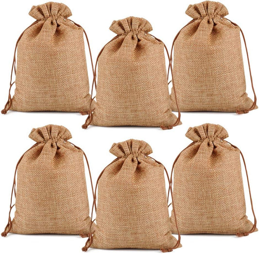 Lucky Monet 25/50/100PCS Burlap Gift Bags Wedding Hessian Jute Bags Linen Jewelry Pouches with Drawstring for Birthday, Party, Wedding Favors, Present, Art and DIY Craft (25Pcs, Coffee, 5” x 7”)