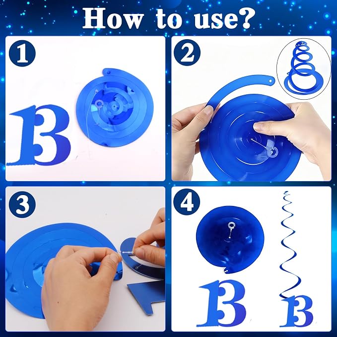 13th Birthday Decorations for Boys & Girls, 54 PCS Blue Black Party Decorations, 13 Year Old Boy Birthday Party Supplie with Banner Backdrop, Hanging Swirls, Tablecloth, Bruh I'm 13 Party Supplies