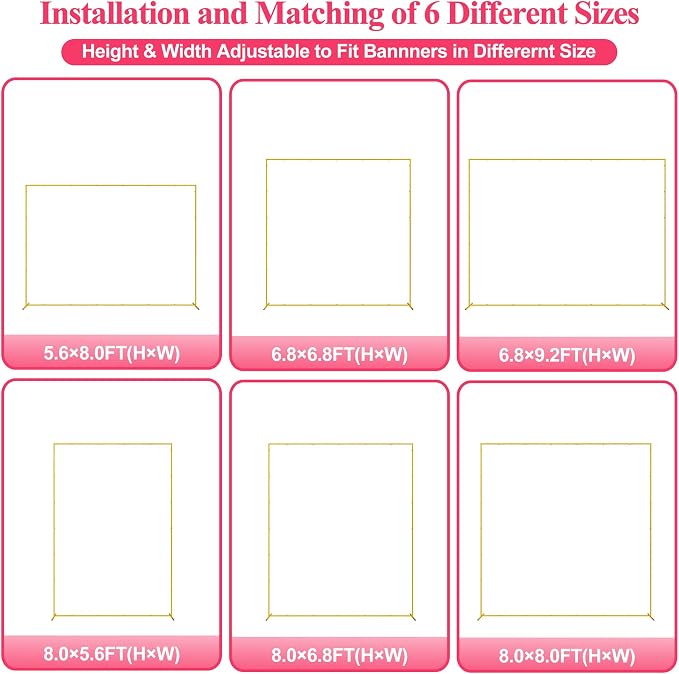 Wokceer Wedding Arch Backdrop Stand Square 8 x 8 FT Wedding Arches for Ceremony Metal Balloon Arch Frame for Wedding Birthday Party Garden Arbor Anniversary Event Decor