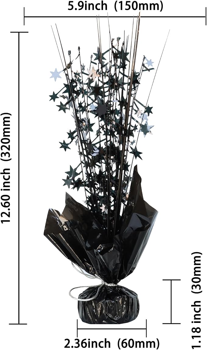 Gyufise 6 Pack Metallic Foil Spray Centerpiece Star Table Decoration Burst Table Centerpieces Table Decor for Birthday Wedding Anniversary Graduation Holiday Party Supplies Black