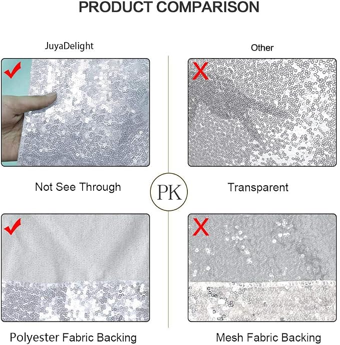 Silver Sequin Backdrop Curtains, Silver Backdrop 6ftx6ft Glitter Photo Backdrop Curtain for Party Decoration Thickened Sparkle Photoshoot Background NO See-Through