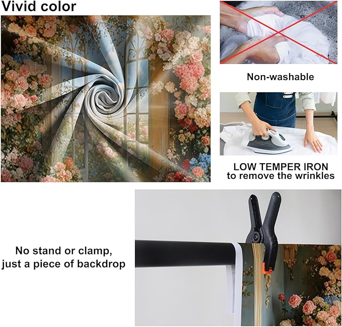 Baocicco 9x6ft Flower Wall Backdrop Photography European Style Oil Painting Floral Wedding Background Women Girls Lady Birthday Party Decorations Wedding Bridal Shower Banner Supplies Props Video
