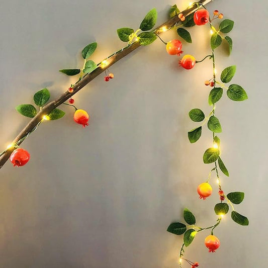 Artificial Fruit Pomegranate String Lights 6.56ft/20LED Rosehips Hanging Vines Plant Garland Foam Berries Light for Home Garden Wedding Party Decor (Z-Pomegranate Light, 1 Pack)