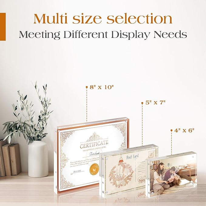 TWING 30 Pack 4 x 6 Acrylic Picture Frames, Magnet Double Sided Picture Frame, 12+12 MM Thick Clear Desktop Display Magnetic Acrylic Block Photo Frame