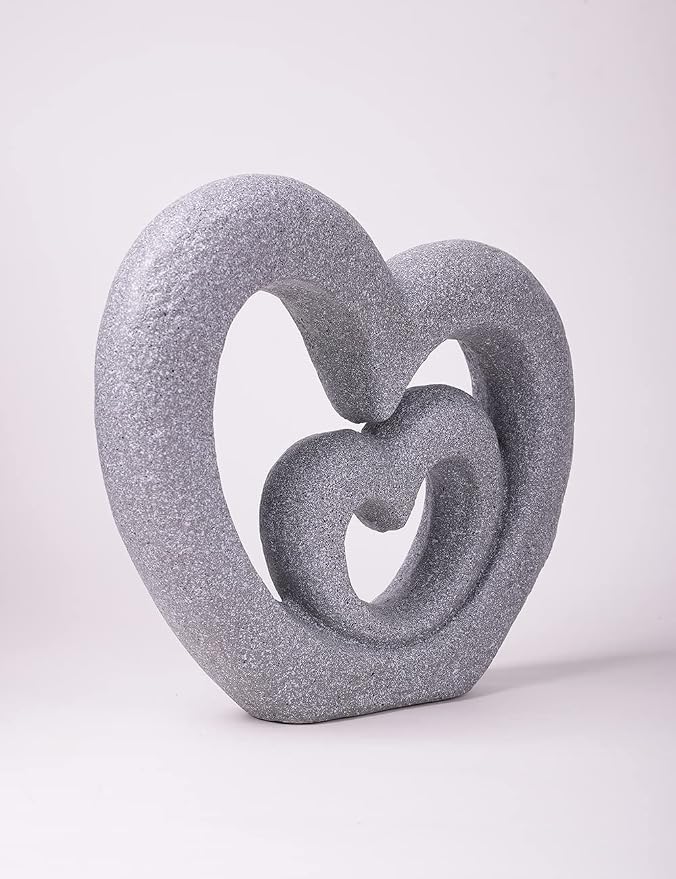 HAUCOZE Modern Home Decor Heart Figurine Sculpture Lover Statue Table Centerpiece Gift for Living Room Desktop Polyresin 13.4 Inch