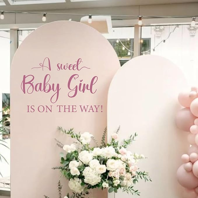 Sweet Baby Girl Sign Decal for Baby Shower Decorations | A Sweet Baby Girl is On The Way Gender Reveal Sign Sticker, Baby Shower Party Decal Sign for Party, Balloon Arch, Backdrop