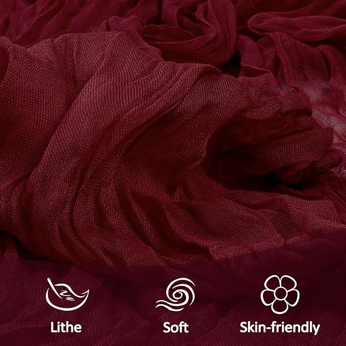 12 Pack Burgundy Cheesecloth Table Runner 10Ft Gauze Red Cheese Cloth Runner 35x120 Inch Boho Rustic Fabric for Holiday Party Decor Baby Shower Wedding Decorations