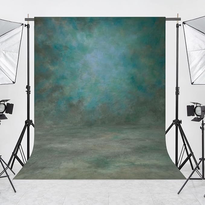 Abstract Professional Photography Backdrop for Portrait Photo Props Booth Background Photoshoot Studio with Polyester Fabric Roller Pocket on Top (6x8ft,Green,No Stand)