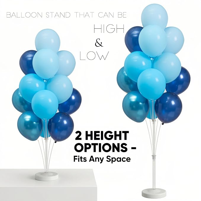 Balloon Sticks with Base for Floor&Table,Metallic Pearl Baby Blue Balloon Column Stand Kit Adjustable 20"-63",Base&Pole,Backdrop Decoration for Party Wedding Baby Shower Birthday