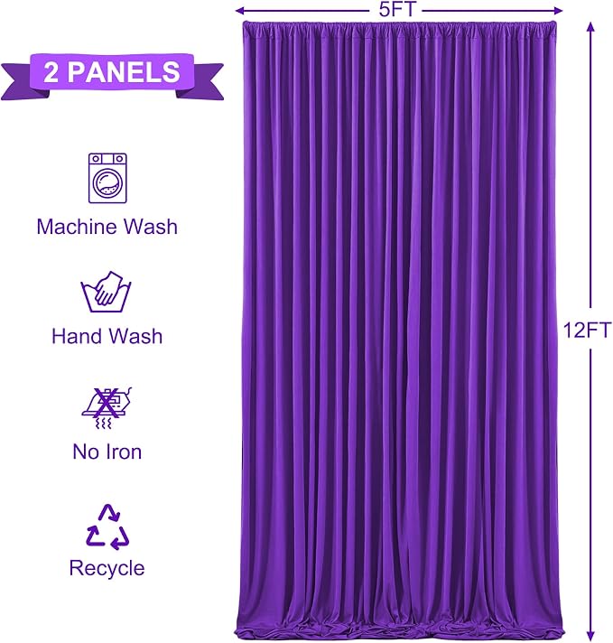 10x12 Purple Backdrop Curtains for Wedding Party Wrinkle Free Backdrops Curtain Drapes Fabric Decorations Photo Back Drop Cloth for Baby Shower Photography Stage Reception 5ft x 12ft,2 Panels