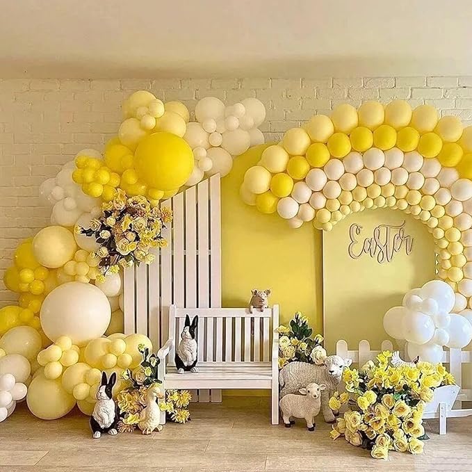 412pcs Yellow Balloon Garland Arch Kit 18 12 10 5 Inch Different Sizes Matte Latex Balloons for Baby Shower Birthday Wedding Honeybee Lemon Gender Reveal Sunflower Theme Party Decoration