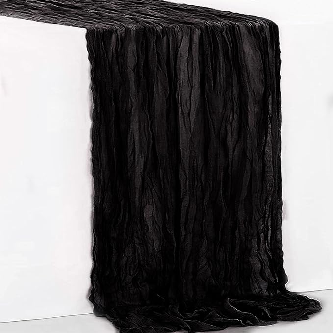 10 Pack Black Cheesecloth Table Runner 35x120 Inch 10Ft Rustic Gauze Cheese Cloth Thanksgiving Table Runner Sheer Cheesecloth Table Runners for Wedding Party Bridal Shower Decoration