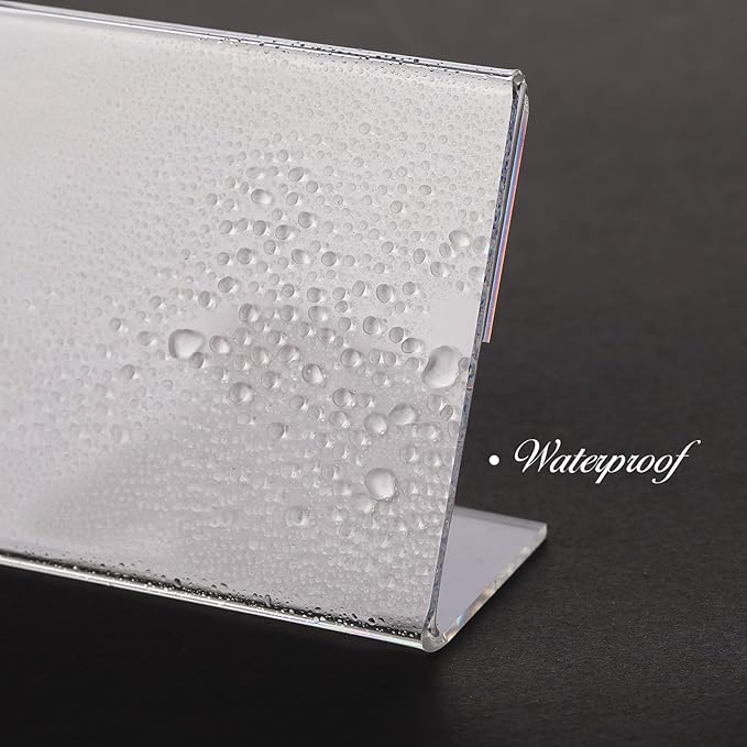 Vicenpal 3.5 x 2.5 Inches Small Acrylic Sign Holder Clear Picture Frame Acrylic Stands Back Slant Sign Holders for Party Buffet, Wedding Signs, Office, Store, Restaurant, Horizontal(60 Pcs)