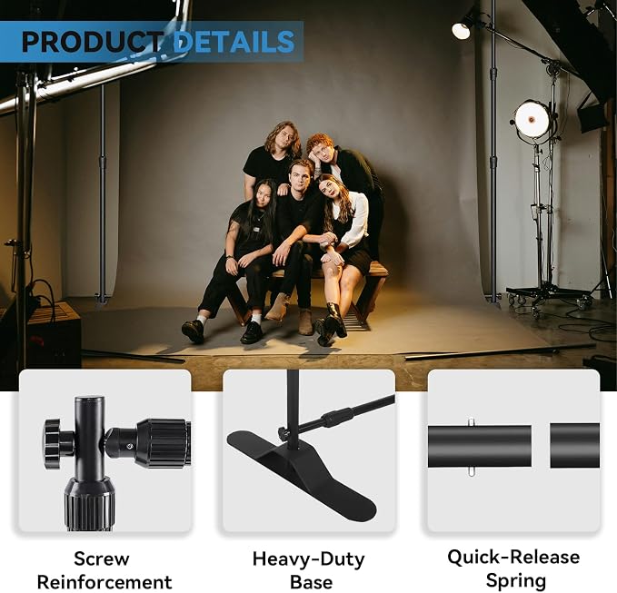 8×8‘ Backdrop Stand Banner Stand Kit with Carry Bag Heavy-Duty Photography Step & Repeat Stand Height and Width Adjustable for Photo Booth Events Weddings Studio Displays