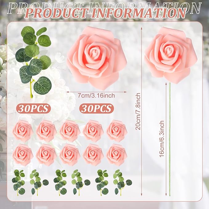 15 Pcs Metal Floral Centerpiece Table Decorations Hoop Centerpiece with Stand Gold Centerpieces for Table 15 Wooden Holders 30 Artificial Flowers 30 Leaves for Wedding DIY Craft Decor(14 Inch,Pink)