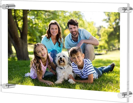 NIUBEE 8.5x14 Clear Acrylic Wall Mount Picture Frame Floating Frames for Photography Display (Full Frame is 9.4x16 inch)