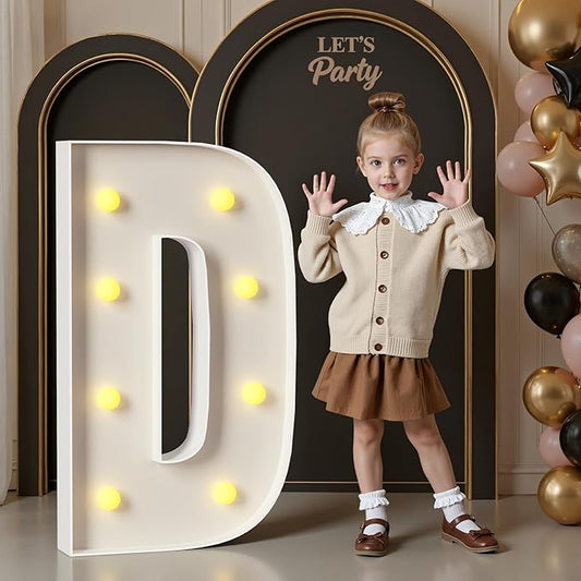 Marquee Letters 3 Feet Tall, 3FT Large Light up Letters D, Big Sign D with Warm White Light for Birthday Wedding Proposal Engagement Graduation Party Backdrop Decorations