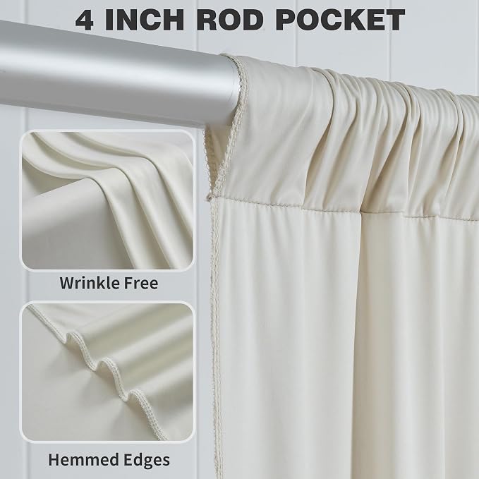 10ftx12ft Beige Backdrop Curtains for Parties, Wrinkle Free Polyester Beige Photo Backdrop Drapes 2 Panels 12 ft Long Back Drop Cloth for Wedding Birthday Photography Background