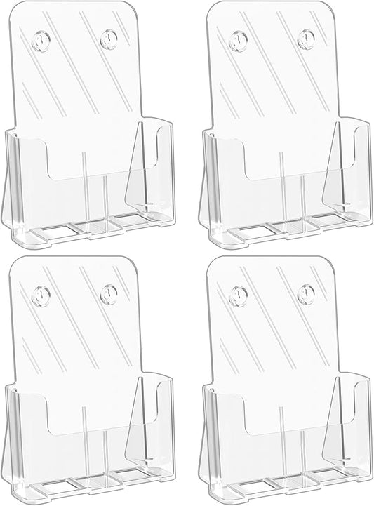 Brochure Holder 8.5x11 Inch Acrylic Literature Holders Clear Plastic Flyer Display Stand Countertop Use or Wall Mount Pamphlet Holder Organizer for Office, Lobby, Hotels, Trade Shows, 4 Pack
