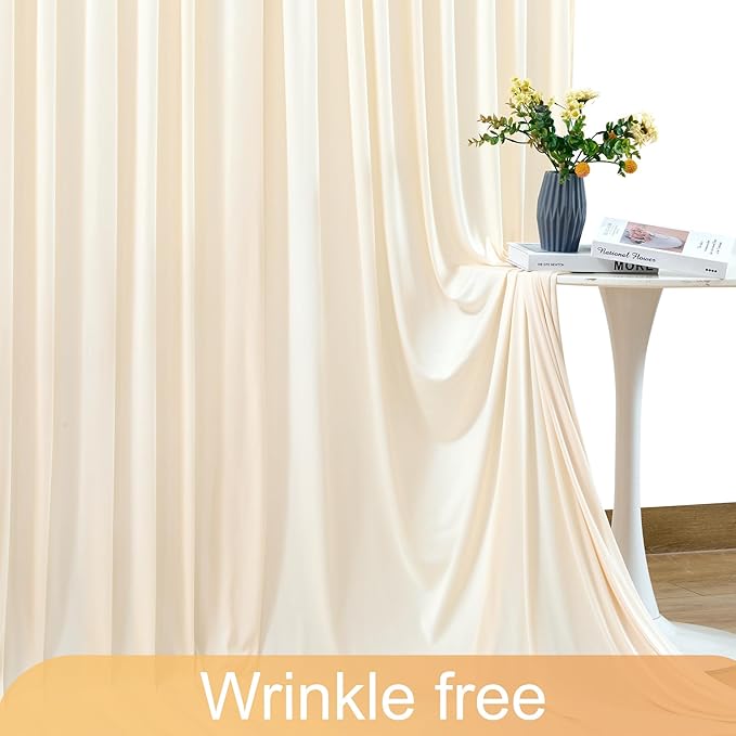 10 Panels Champagne Backdrop Curtain for Parties Wedding Baby Shower Wrinkle Free Photo Curtains Backdrop Drapes Fabric Decoration for Bridal Shower 50ft(W) x 10ft(H)