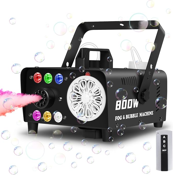 Fog Bubble Machine 800W 2-in-1 Bubble Fog with RGB Lights & Remote Control, Smoke Bubble Maker, Halloween Bubble Fog Machine for Parties,Birthdays, Stage Effects, Indoor Outdoor Events | Halloween Bubble Fog Machine for Parties,Birthdays, Stage Effects...