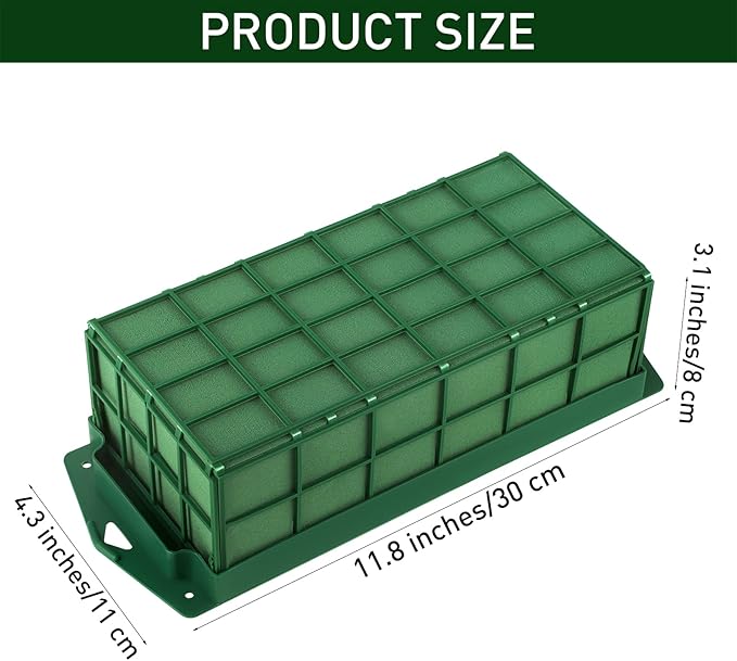 Hahood 2 Packs Floral Foam Cage Rectangle Flower Cage Holders with Floral Foam Flower Arrangement Supplies for Fresh Flowers, Home Wedding Decorations, 11.8 x 4.3 x 3.1 Inches