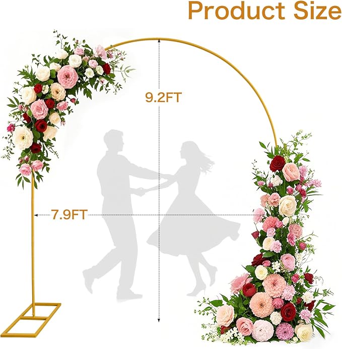 Metal Wedding Arch Stand for Ceremony Large Backdrop Stand Arch Frame with Base for Birthday Party Baby Shower Balloon Arch Decorations in 2.4x2.8m