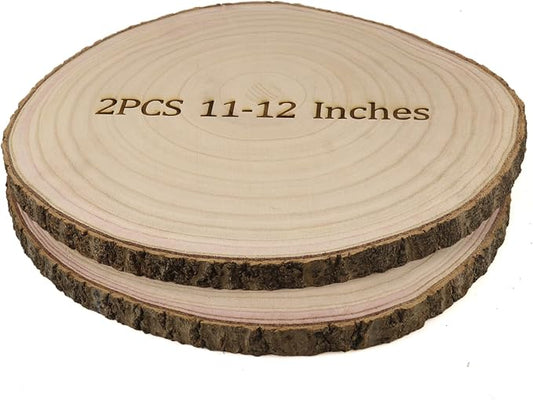 Wood Slices for Centerpieces, 11-12 Inches, 2 Pack, Rustic Wedding Table Decor Large Wood Circles, Rounds, Craft Centerpieces for Tables Decor, Baby Showers and Rustic DIY Projects