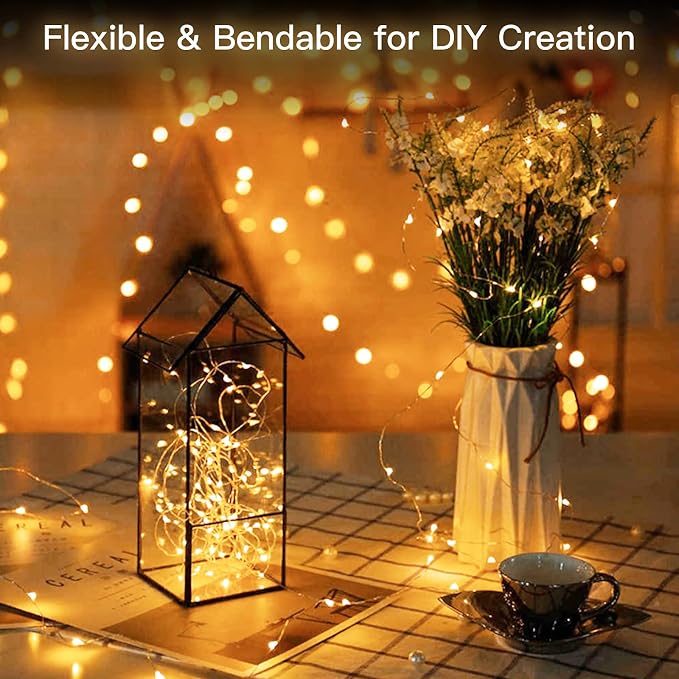 Christmas Twinkle Lights, 72 Ft 200 LED Twinkle String Lights, Fairy Light with Plug in, Copper Wire String Lights for Bedroom Party Christmas Tree Warm White