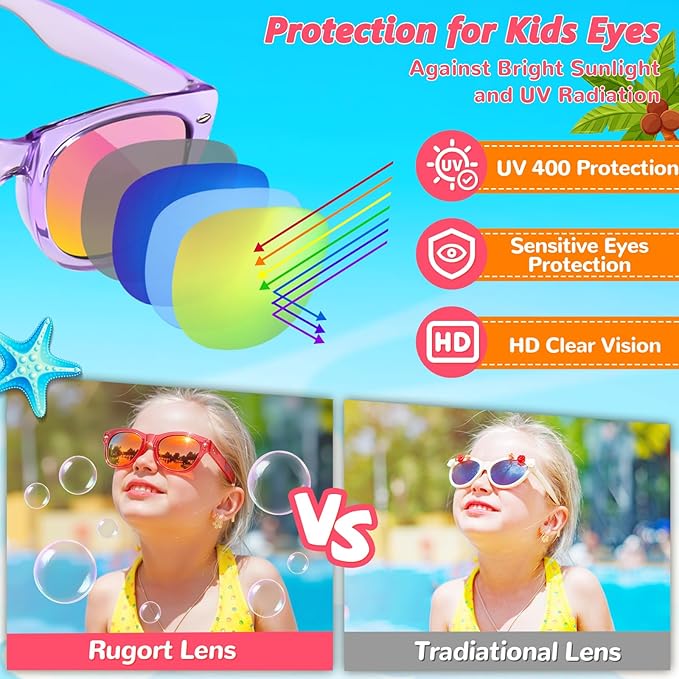 Party Favors Kids Sunglasses Bulk - 16 Packs Neon Sunglasses for Kid Age 3-8, UV400 Protection Party Sunglasses Goodie Bags Stuffers for kids Birthday Party Supply, End of the Year Gifts For Students