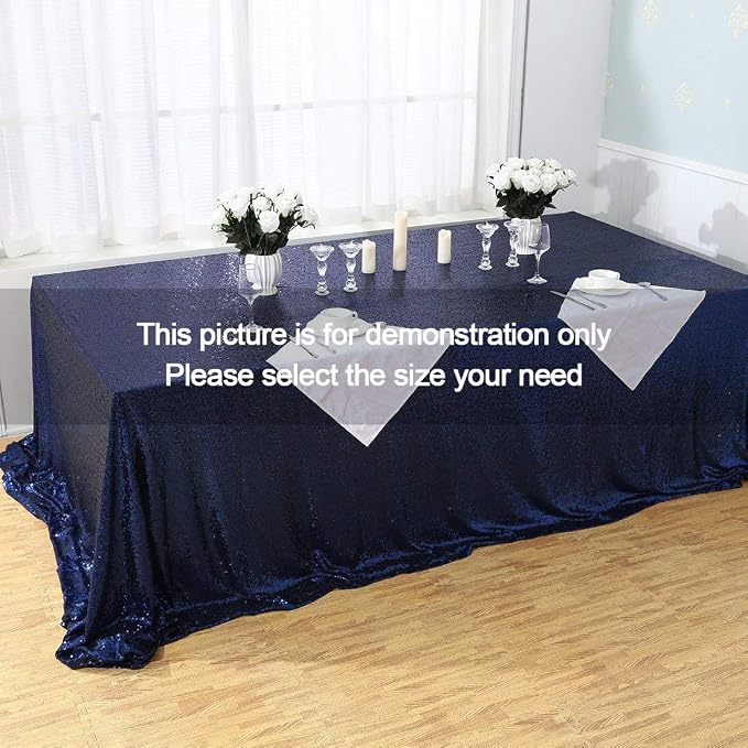 Poise3EHome Navy Blue Sequin Tablecloth 60×102 Inch Rectangle Table Cover for Birthday Wedding Party Baby Shower Decoration