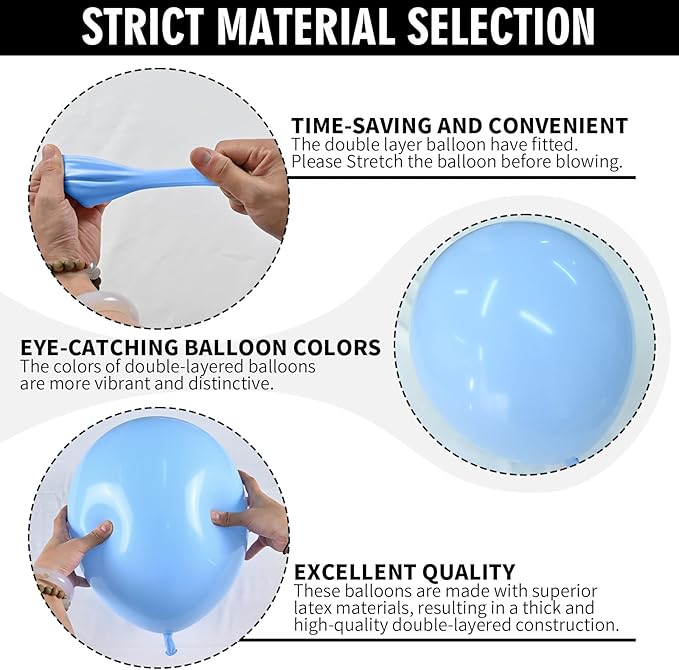 Double Stuffed Pastel Blue Balloon Garland Kit, Baby Blue Balloons Different Sizes 18/12/10/5 Inch Macaron Light Blue Latex Balloons Arch Kit for Gender Reveal Birthday Baby Shower Party Decorations
