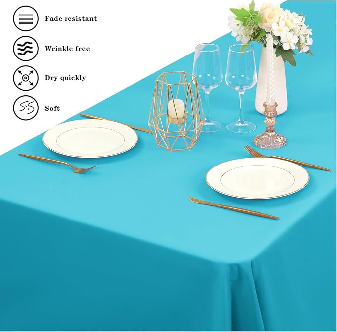 YMHPRIDE 6 Pack Teal Tablecloth 60 x102 inch Polyester Table Cloth for 6 Foot Rectangle Tables, Stain and Wrinkle Resistant Washable Fabric Polyester Table Covers for Wedding Party Banquet