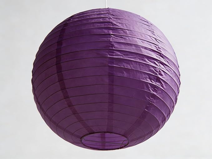 Purple & Cream White Paper Lanterns Set (12 Pcs) - 6/8/10 Inch Hanging Lanterns for Weddings, Women’s Professional Parties, Birthdays & Home Decor