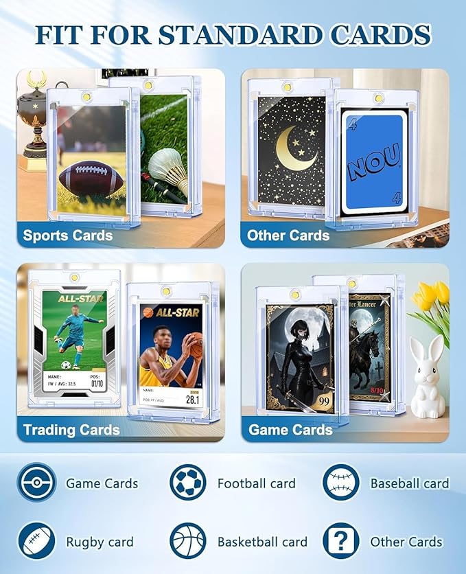130pt Magnetic Card Holder: 40ct One Touch Card Holders for Trading Cards, 130 pt U-V Protection Magnetic Card Case for Sports Game Cards, Football, Baseball