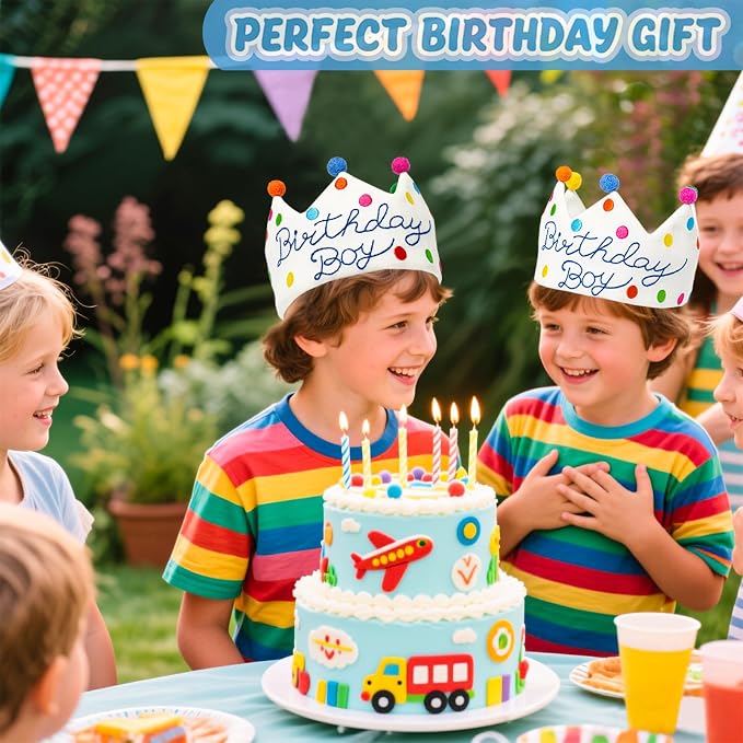 Personalized Hand Embroidered Birthday Hats Unique Happy Birthday Crowns Cute Party Hat for Boy Girl Fit All Ages
