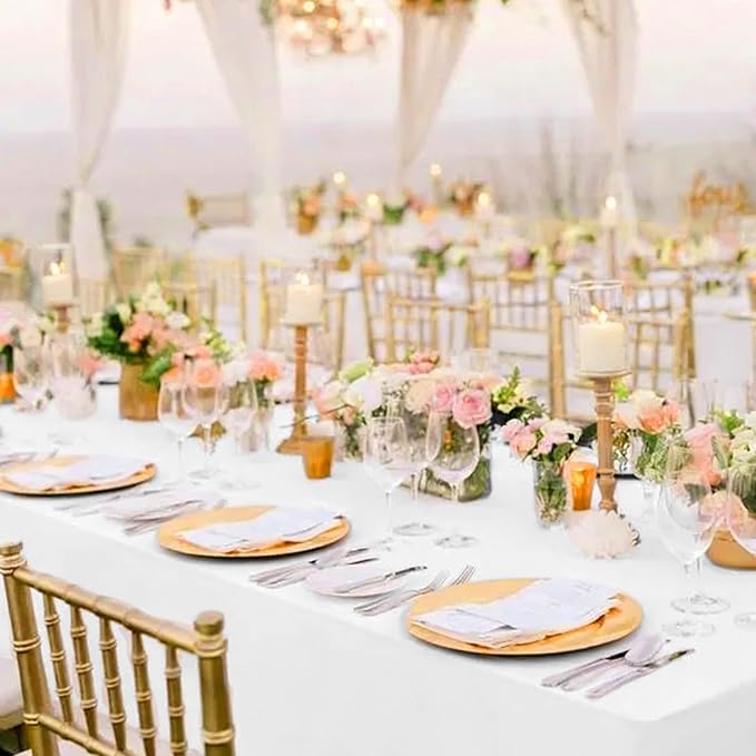 12 Pack White Tablecloth 60x126 Inch Rectangular Table Cover | Wrinkle Resistant, Machine Washable Reusable, Wedding, Banquet, Restaurant, Party, Baby Shower,Indoor Outdoor Events
