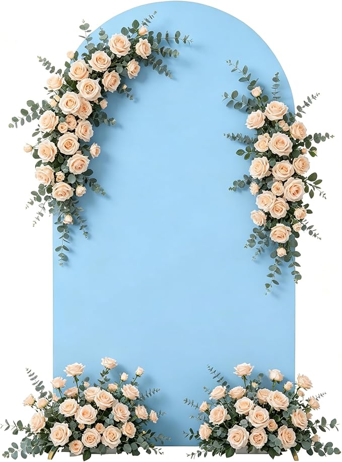 HAINARverS Wedding Arch Cover 7.2FT Spandex Fitted Stretchy Arch Stand Covers,2 Sided Round Top Chiara Backdrop Cover for Birthday Party Ceremony Banquet Baby Shower Arch Decoration(Baby Blue)