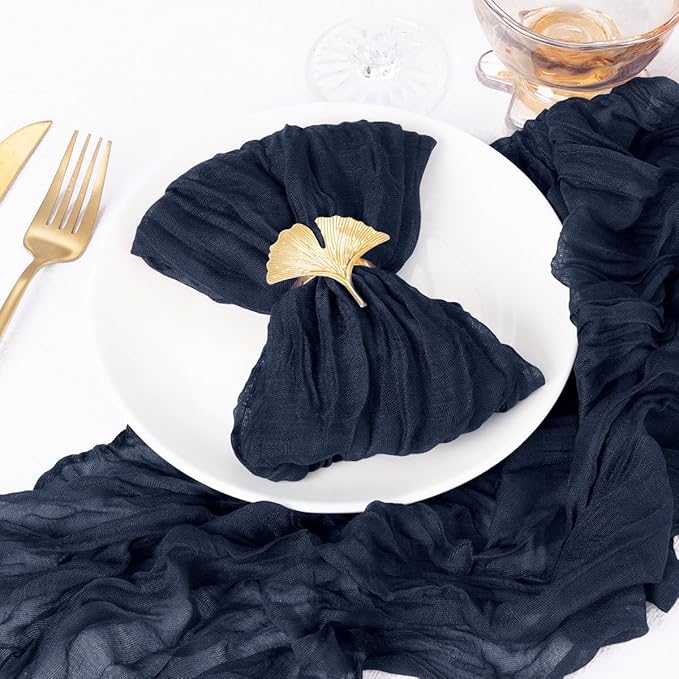 DeZerlor 20 Pack Navy Blue Cheesecloth Napkins Spring Cloth Napkins Set of 20 Navy Dinner Napkins Bulk 21x21 Inches for Wedding Bridal Shower Baby Shower Parties