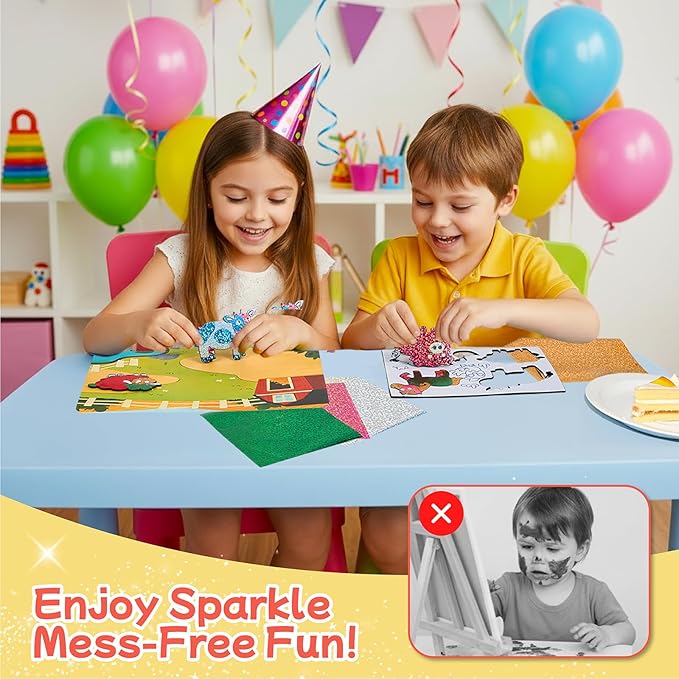 JoyCat 24 Pack Foil Craft Party Favors,No Mess Arts and Crafts for Kids,Goodie Bag Stuffers,DIY Creative Activity,Birthday Present for Girls Boys 4 5 6 7 8 9 Years Old(Animal)