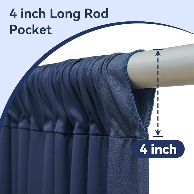 20x16ft Navy Blue Backdrop Curtain for Party, 4 Panels Wrinkle Free 16 Foot Long Polyester Photo Backdrop Drapes Photography Background for Wedding Birthday Gathing