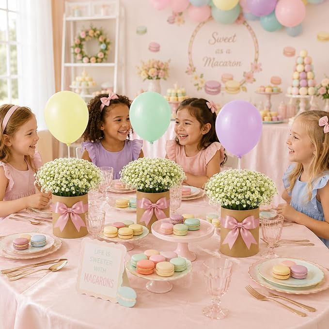 Cinrobiye 12 Pcs Wedding Table Centerpiece Boxes with Artificial Baby's Breath Flowers,Balloons,and Ribbon,DIY Photo Display Floral Table Decorations for Wedding Reception Engagement Bridal Shower